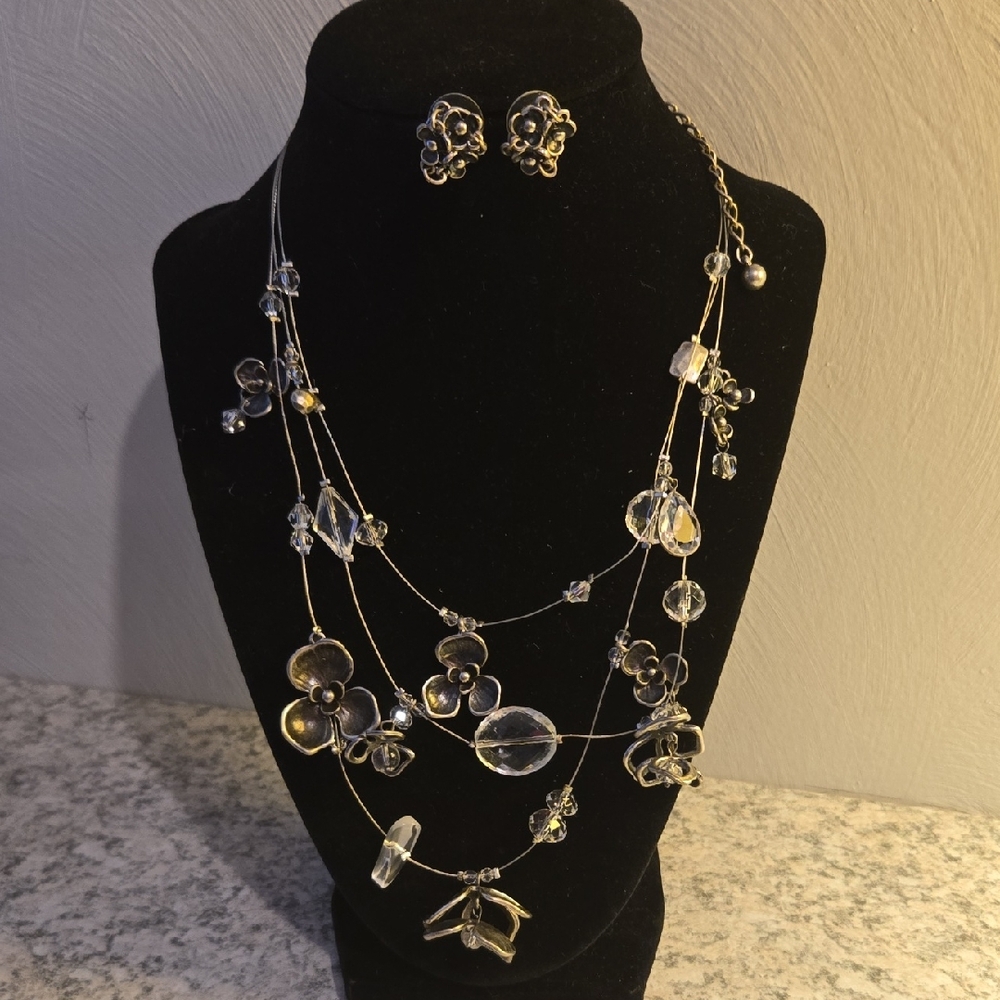 Chico's Silver and Gold Multi-Layer Necklace